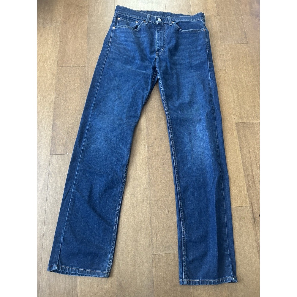 Levi's 505 Regular Fit Jeans Men 34x34 Dark Wash Stretch Straight Leg Cotton